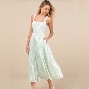 Lulu's Mint Lace Midi Dress
